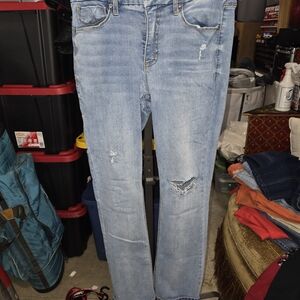 Seven7 Women's Light Blue Distressed Boot Cut Jeans